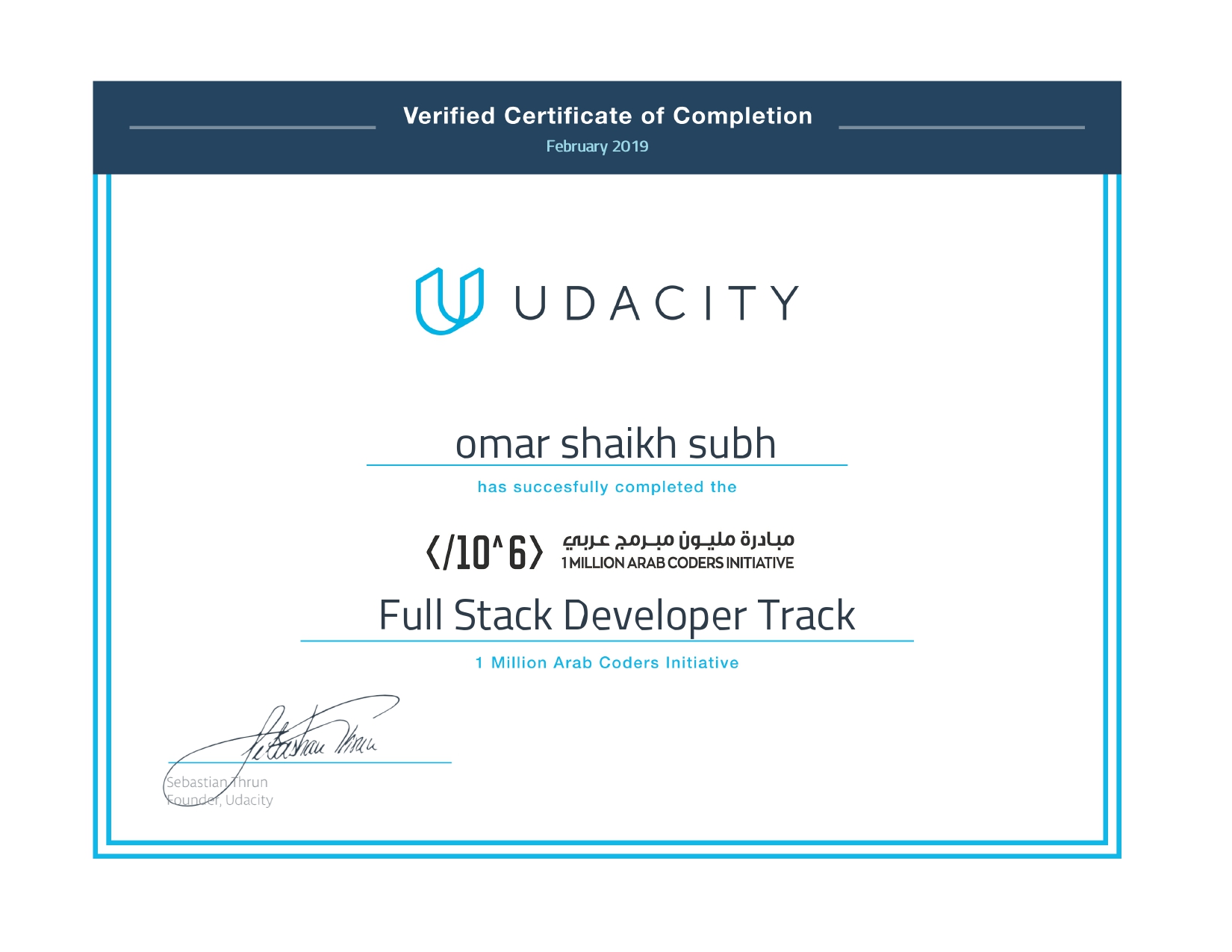 Full Stack developer certificate